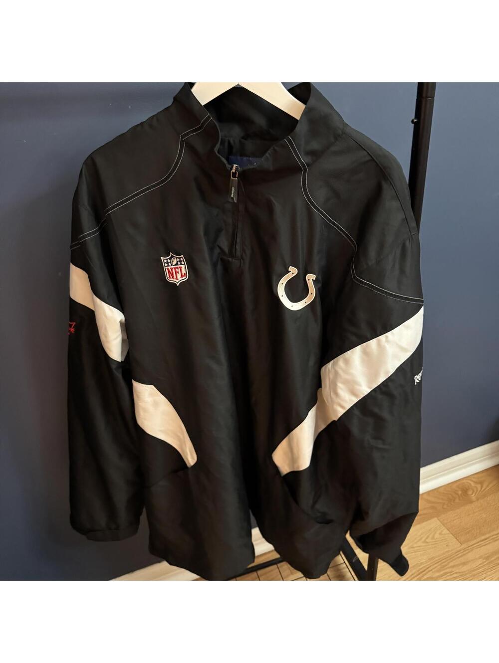 Reebok Colts Black NFL Windbreaker 2XL 2011 Reebok Era Discontinued Like New